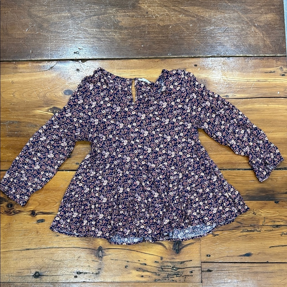 Jane and Delancey Floral Baby Doll Blouse Top Shirt Long Sleeve Size Large